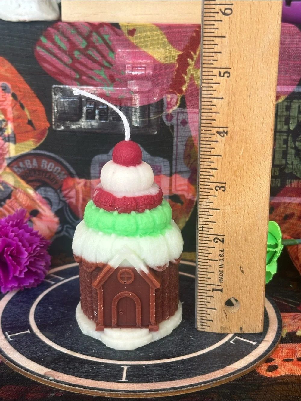 Handmade Gingerbread House Cupcake Candle – Christmas Holiday Candle
